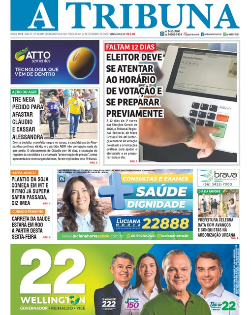 Esta é a capa do A TRIBUNA