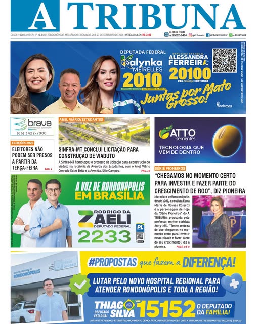 Esta é a capa do A TRIBUNA deste sábado/domingo (26 e 27)