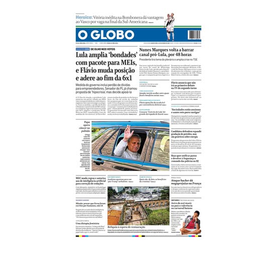 Esta é a capa do #jornaloglobo desta quarta-feira, 14 de outubro de 2026.