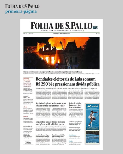 Veja a capa da #folha deste domingo (18).